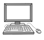 Ein Computer mit Tastatur und Maus