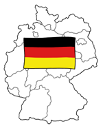 Deutschland-Karte mit deutscher Flagge darüber