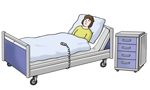 Ein Patient liegt im Krankenbett.