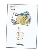 Geldscheine auf einen Plakat.